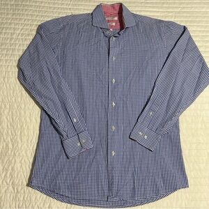 Isaac Mizrahi Slim Fit Shirt Long Sleeve Button-up Checkered 15-1/2  34/35